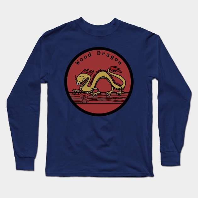 Wood Dragon Year of the Dragon Long Sleeve T-Shirt by ellenhenryart